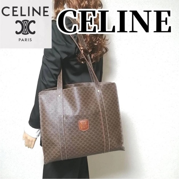 Celine Handbags - Celine Dark Brown Patterned Tote